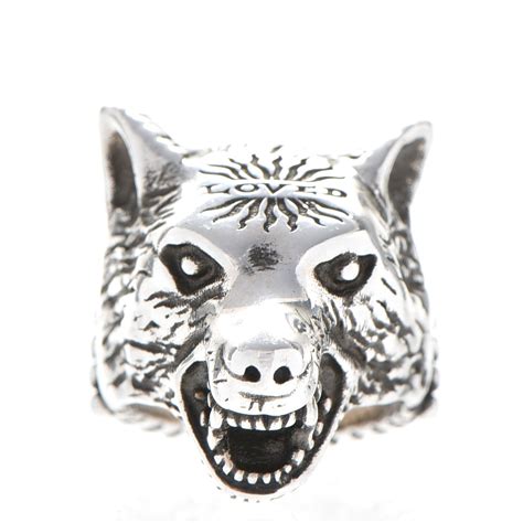 fake gucci wolf ring|forest wolf head ring.